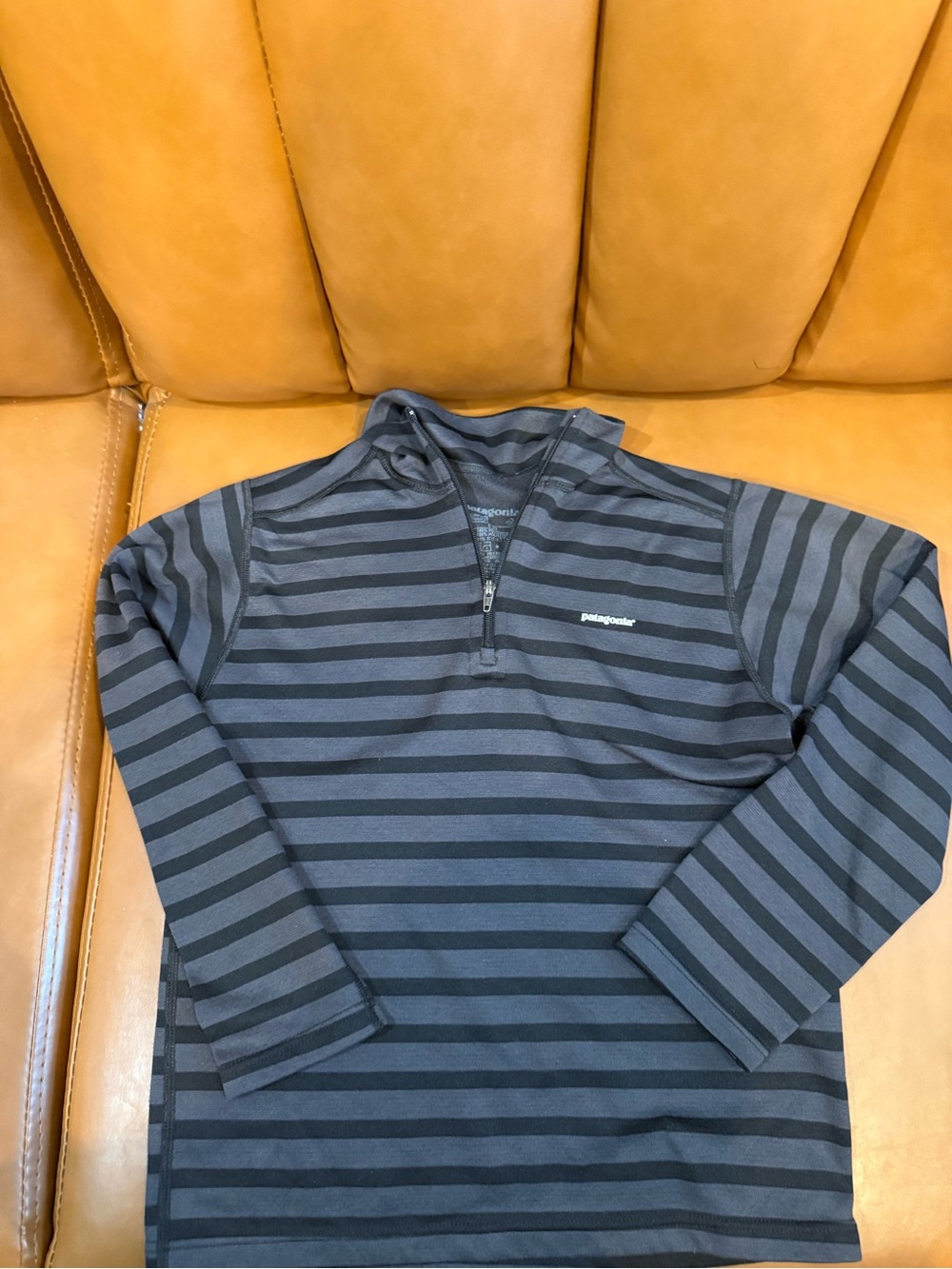 Patagonia Gray & Black Striped Kids Quarter-Zip Hoodie